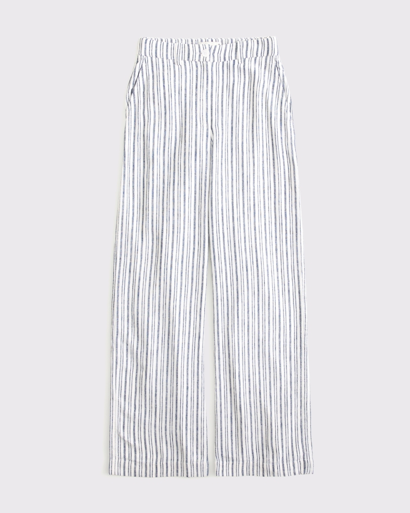 Tailored Linen-Blend Wide Leg Pant