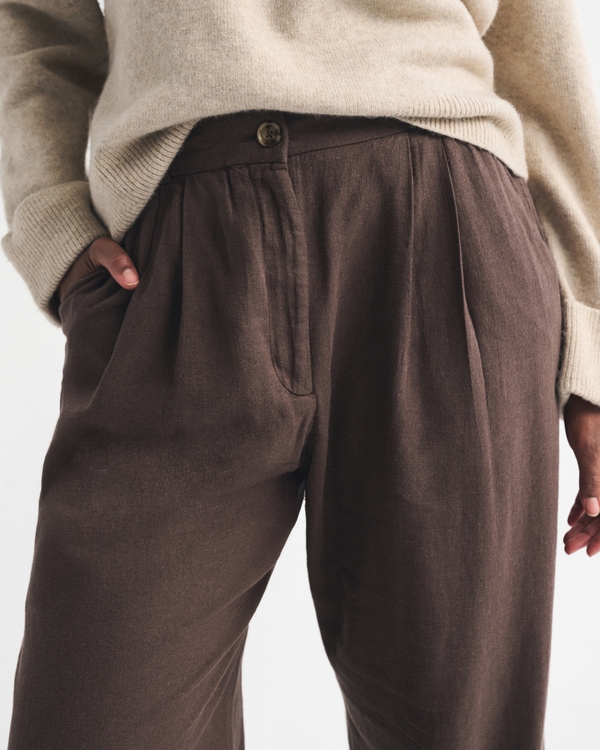Curve Love A&F Sloane Linen-Blend Tailored Wide Leg Pant