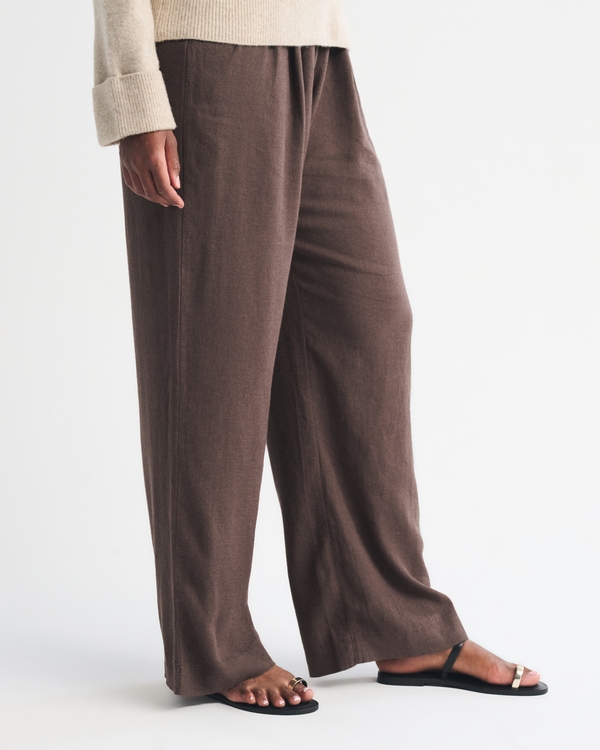 Curve Love A&F Sloane Linen-Blend Tailored Wide Leg Pant