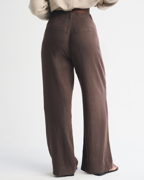 Curve Love A&F Sloane Linen-Blend Tailored Wide Leg Pant