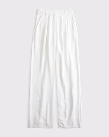 Curve Love A&F Sloane Linen-Blend Tailored Wide Leg Pant