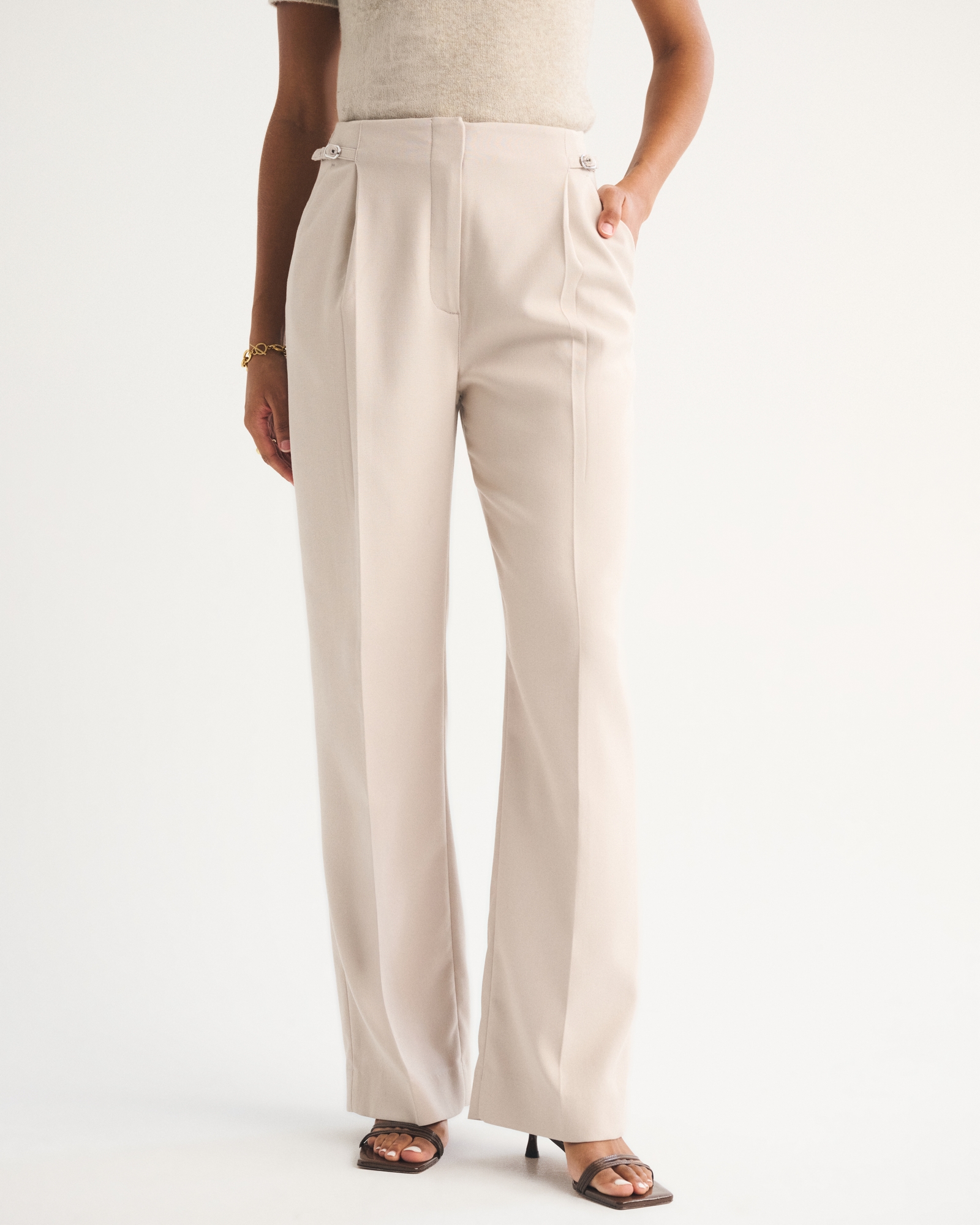Curve Love A&F Sloane Tailored Hardware Wide Leg Pant