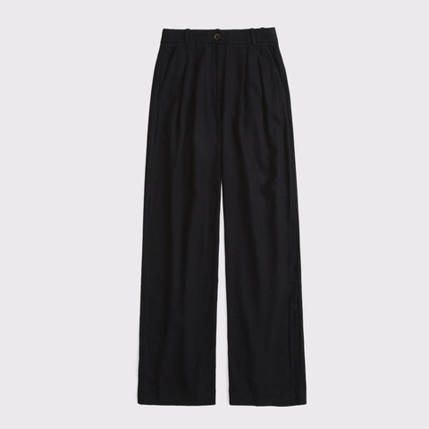 Женские брюки Abercrombie & Fitch A&F Sloane Linen-Blend Tailored Wide Leg Pant