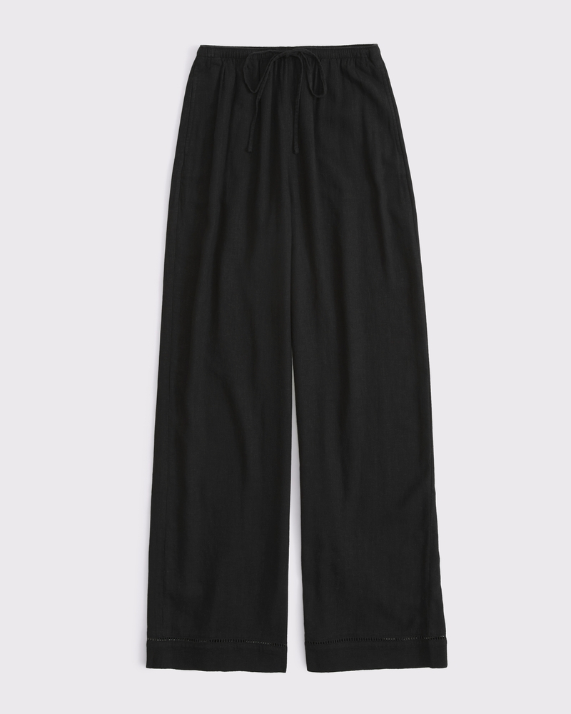 Women's A&F Gemma Linen-Blend Wide Leg Pull-On Pant | Women's