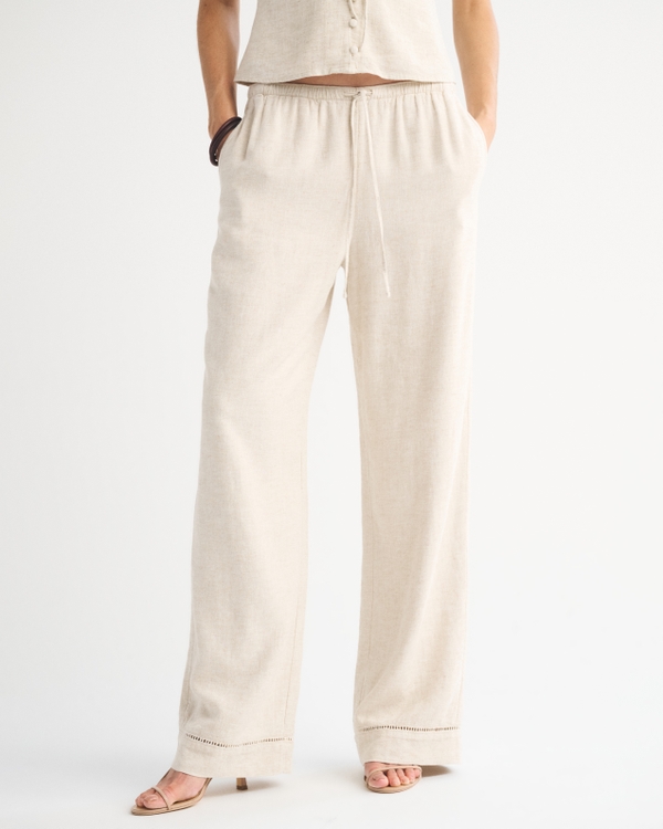 Linen-Blend Pull-On Pant, Oatmeal view 2