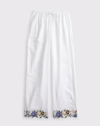 Linen-Blend Pull-On Pant