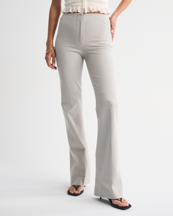 Pantalon A&F Forme Bootcut, Marron Clair Rayé view 2