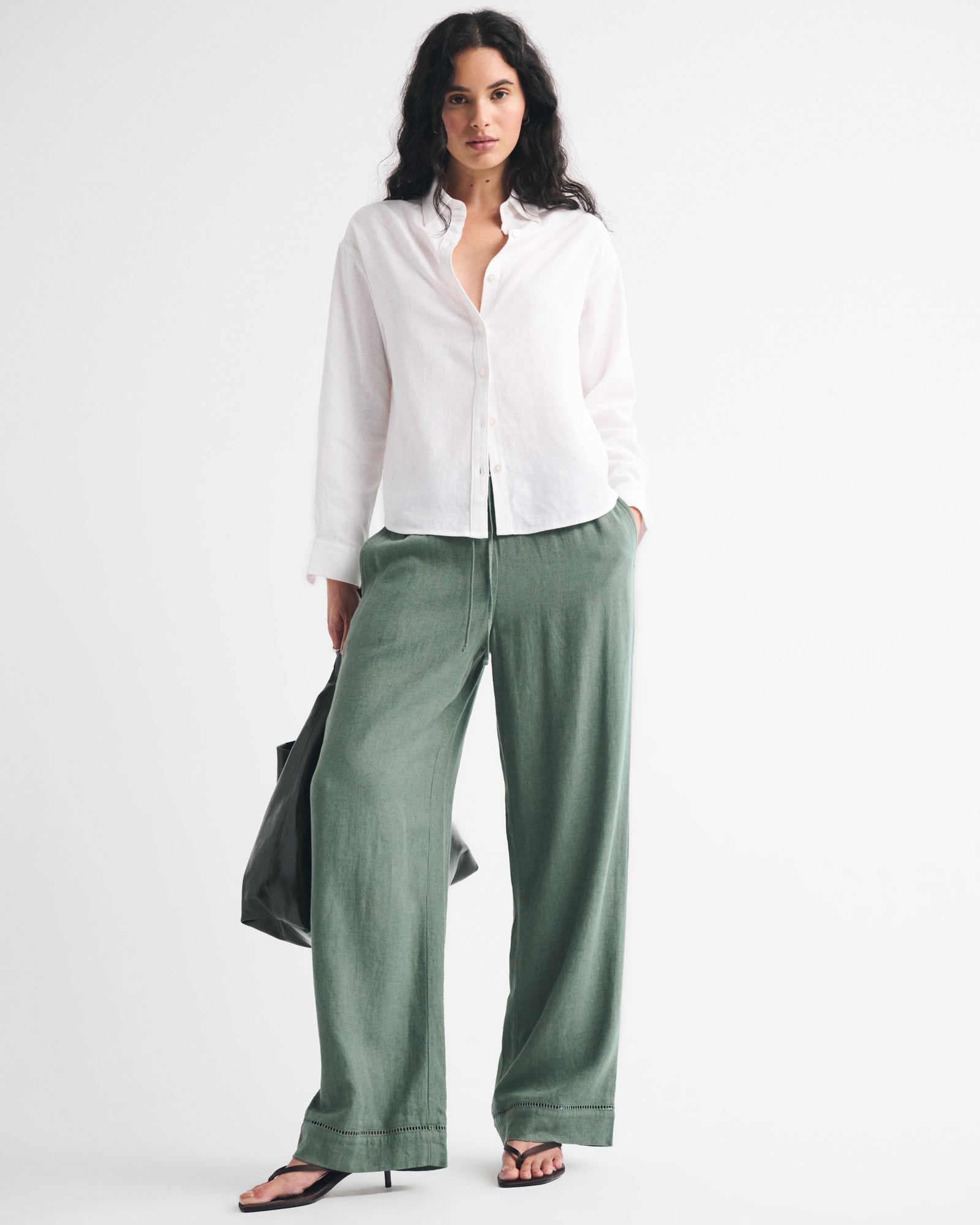 Linen pull-on pants