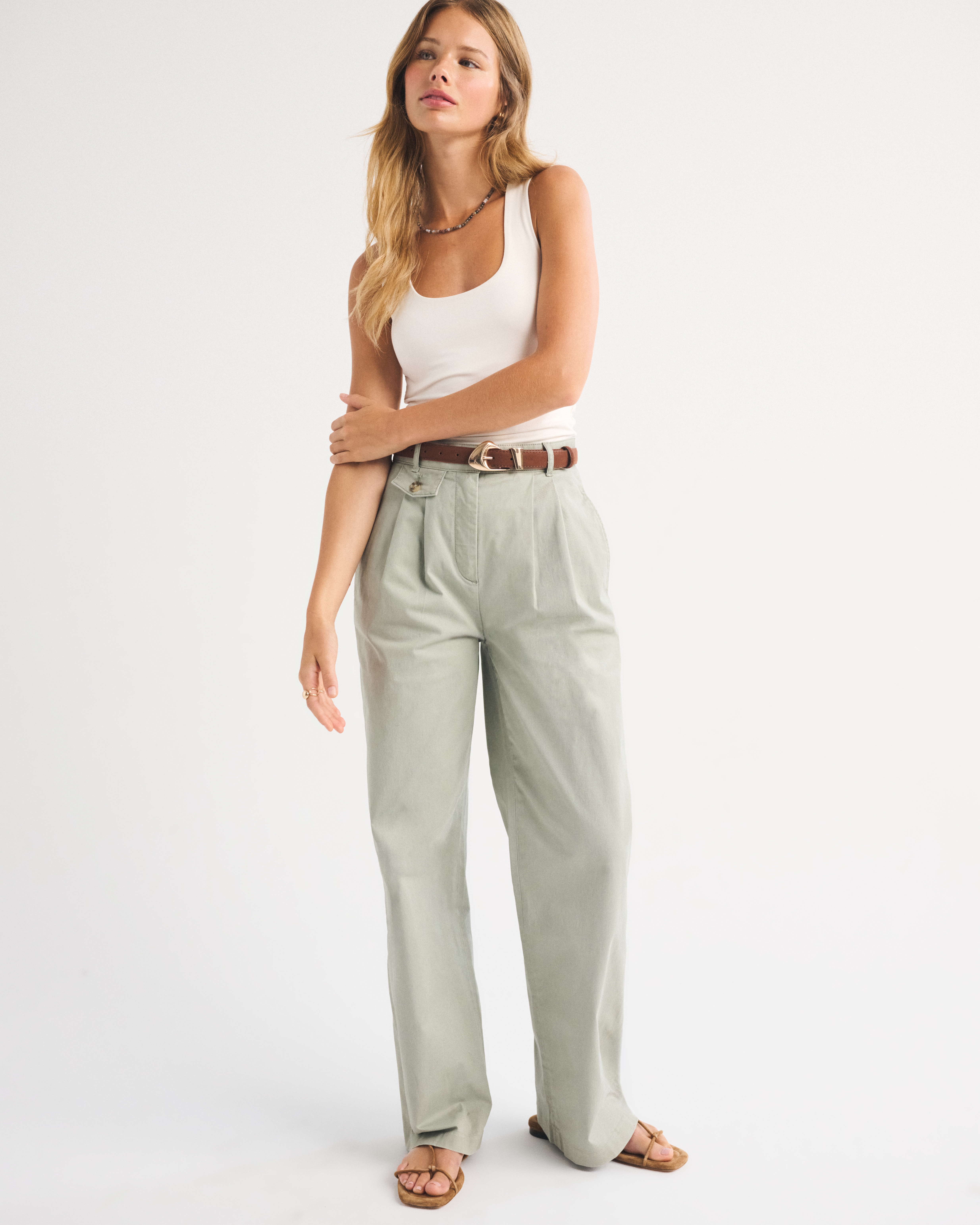 Женские брюки Abercrombie & Fitch A&F Sloane Chino Tailored Wide Leg Pant — фото 2