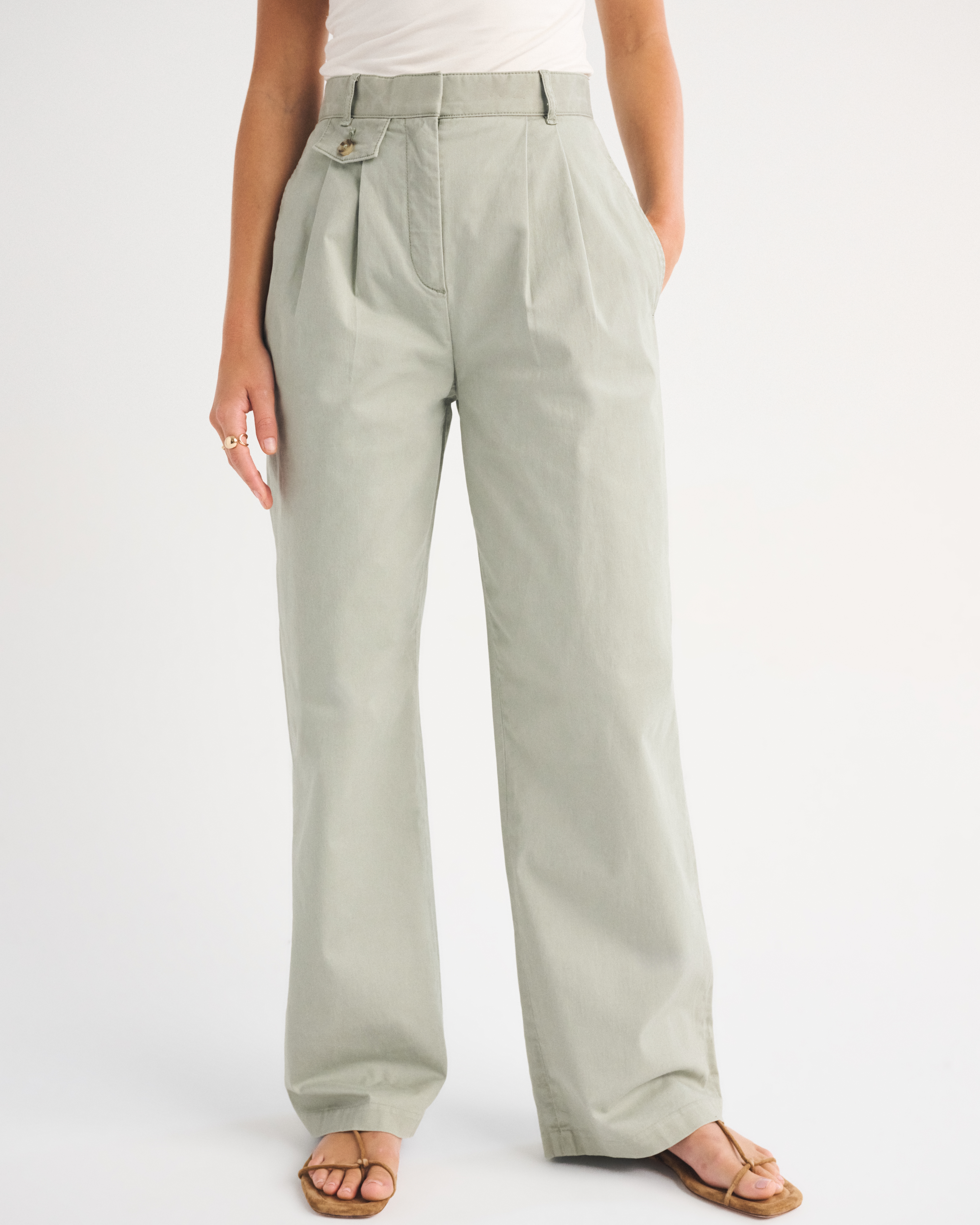 Женские брюки Abercrombie & Fitch A&F Sloane Chino Tailored Wide Leg Pant — фото 3