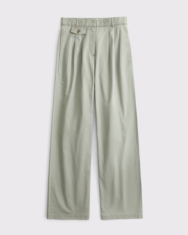 A&F Sloane Coastal Tailored Wide Leg Pant, Frosty Olive view 1