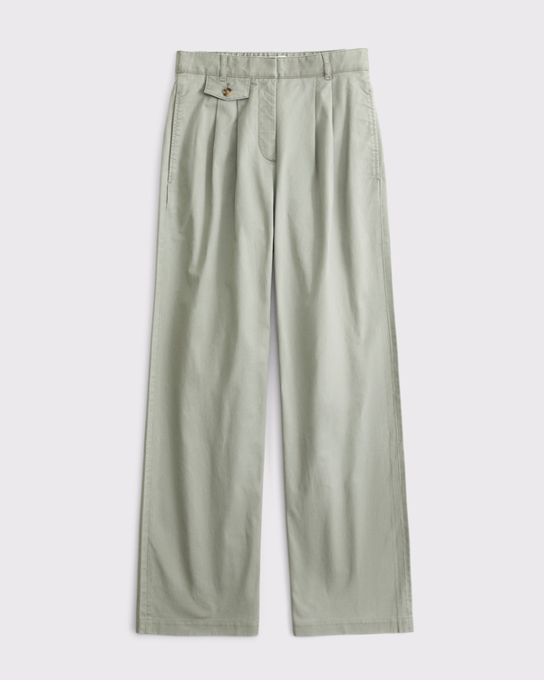A&F Sloane Coastal Tailored Wide Leg Pant, Frosty Olive view 1