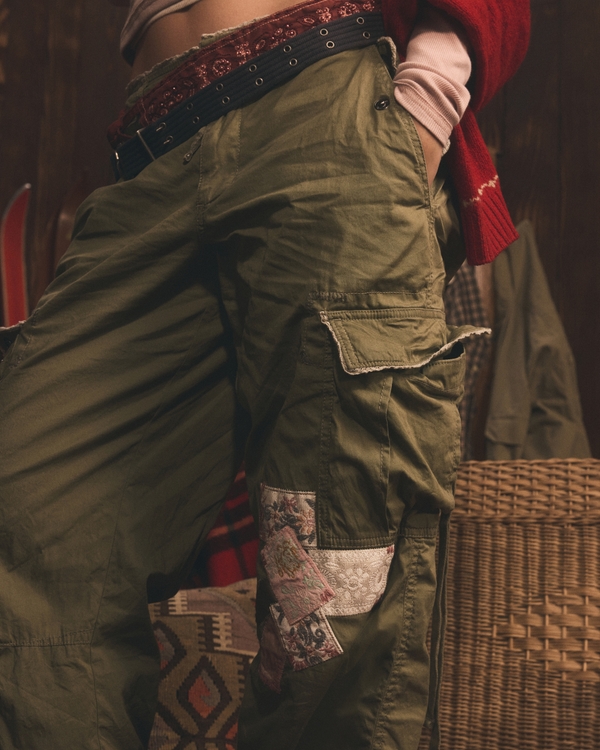 Low Rise Baggy Cargo Pant, Olive view 2