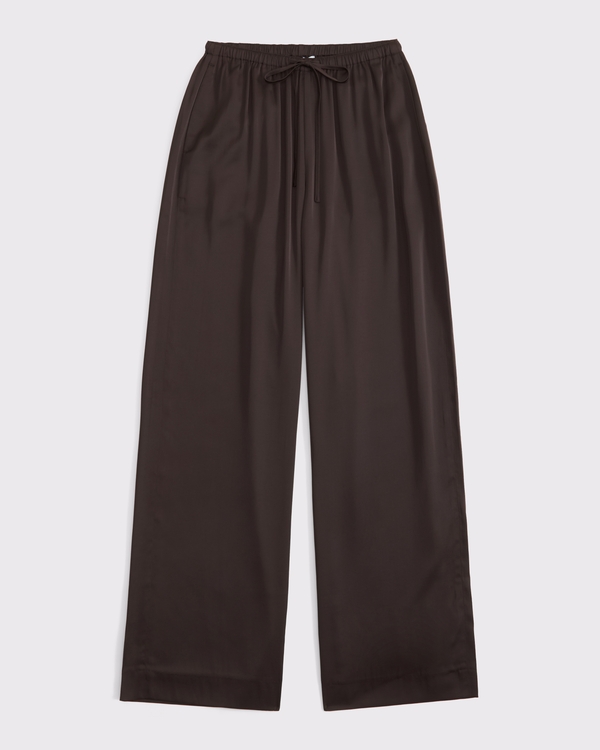 Satin Pull-On Pant, Dark Coffee view 1