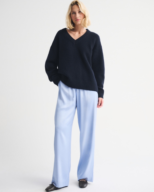 Satin Pull-On Pant, Light Blue view 1