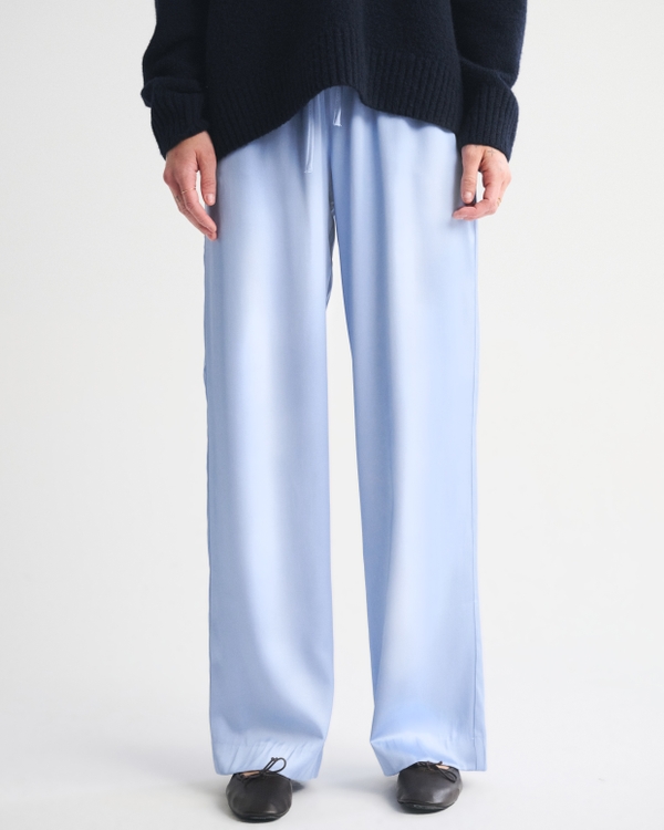 Satin Pull-On Pant, Light Blue view 2
