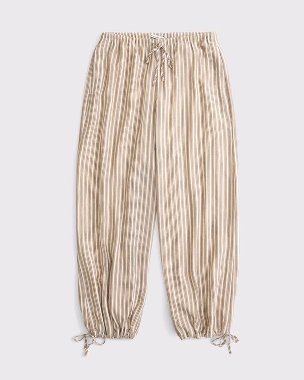 Convertible Crinkle Balloon Pull-On Pant, Brown Stripe view 1