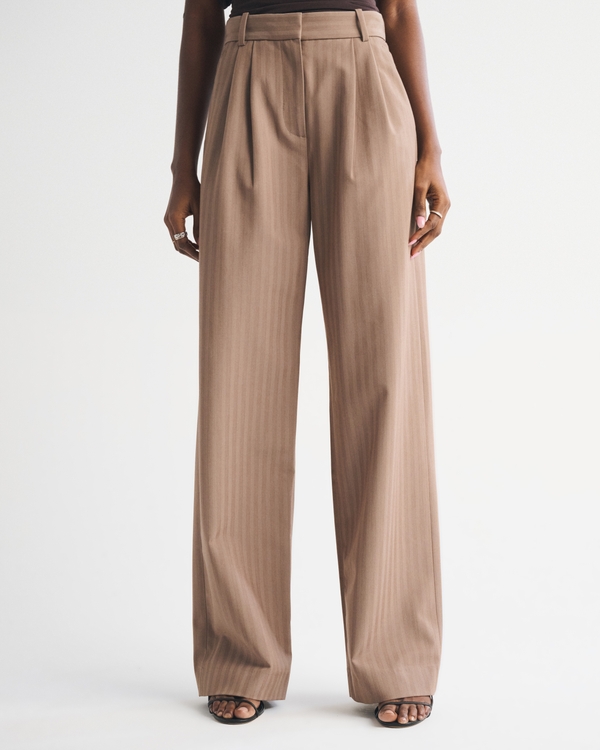A&F Sloane Tailored Wide Leg Pant, Brown Texture view 2
