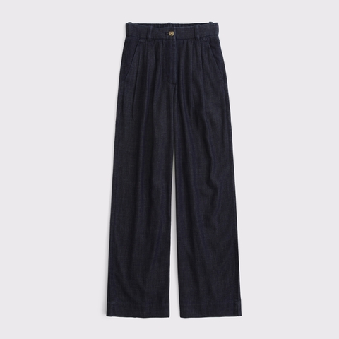 Женские брюки Abercrombie & Fitch A&F Sloane Chambray Tailored Wide Leg Pant