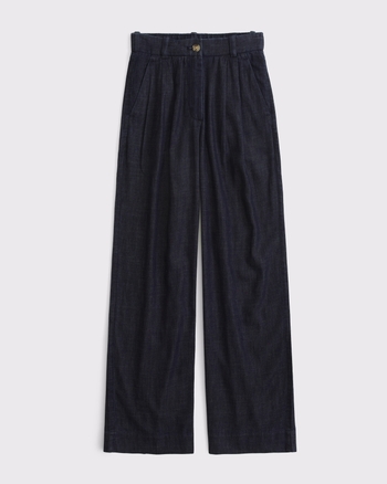 A&F Sloane Chambray Tailored Wide Leg Pant from Abercrombie & Fitch - $90