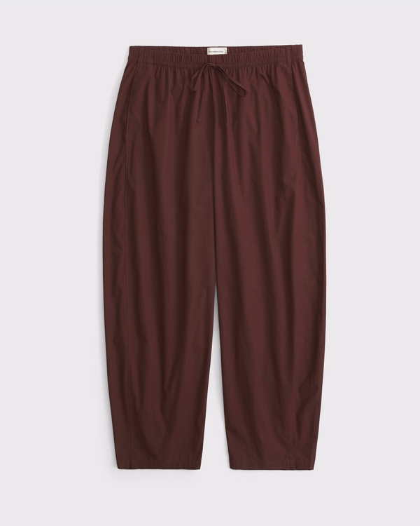 Poplin Barrel Pull-On Pant, Brown view 1