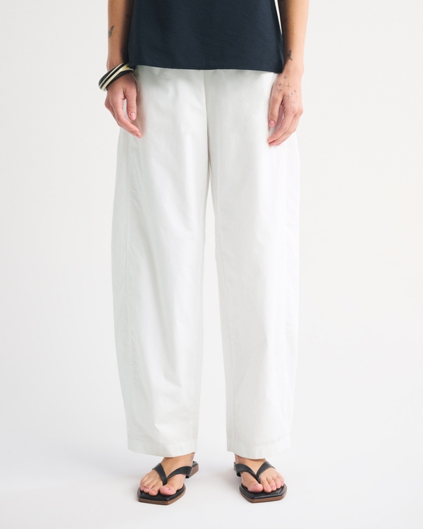 Pantalon tonneau en popeline à enfiler, Blanc view 2