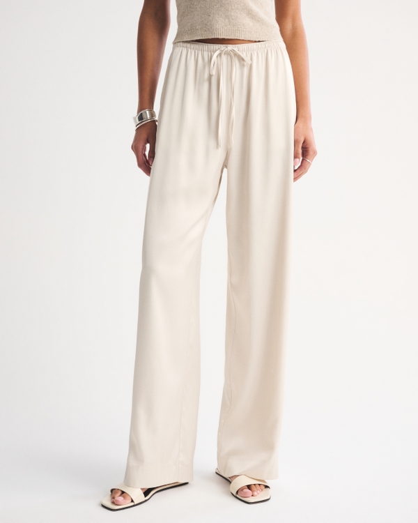 Satin Pull-On Pant, Cream view 2