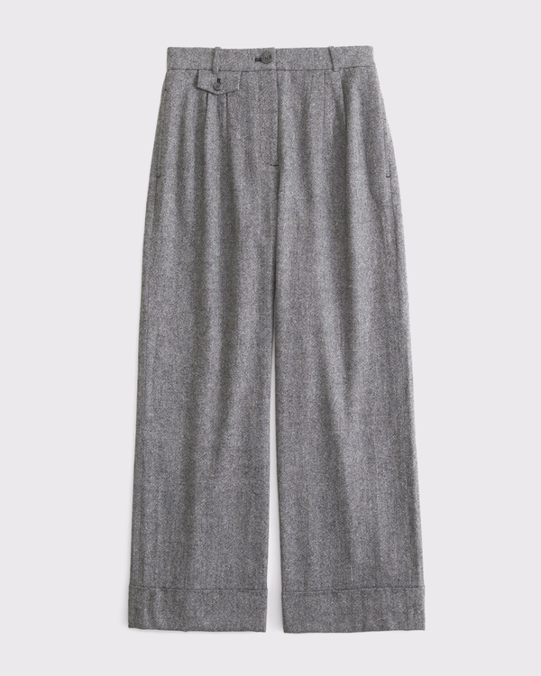 A&F Sloane Wool-Blend Tailored Wide Leg Pant, Gray view 1