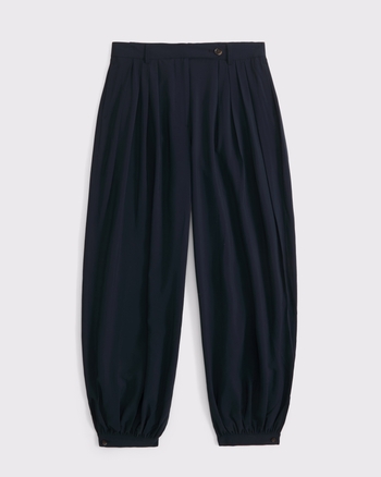 High Rise Textured Crepe Tailored Balloon Pant