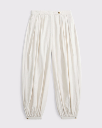 High Rise Textured Crepe Tailored Balloon Pant