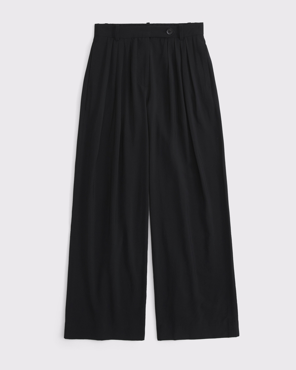 Curve Love High Rise Crepe Tailored Palazzo Pant, Black view 1