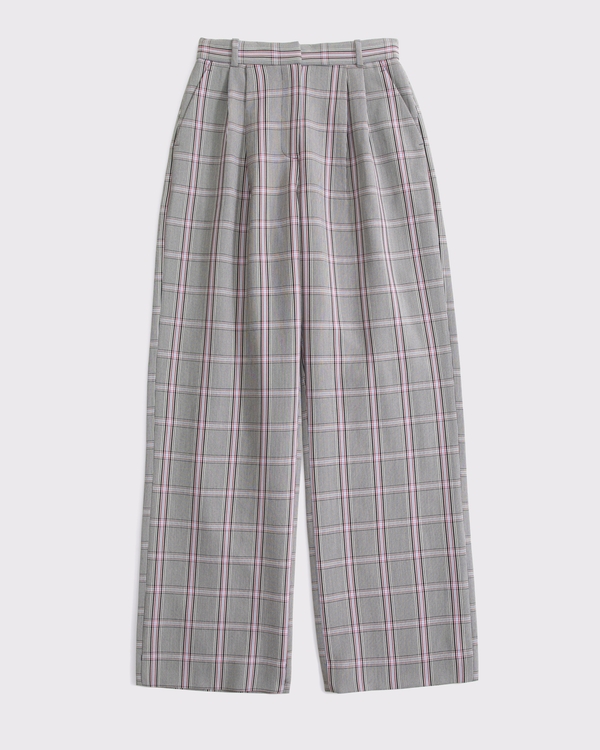 Curve Love A&F Sloane Tailored Wide Leg Pant, Grey Plaid view 1