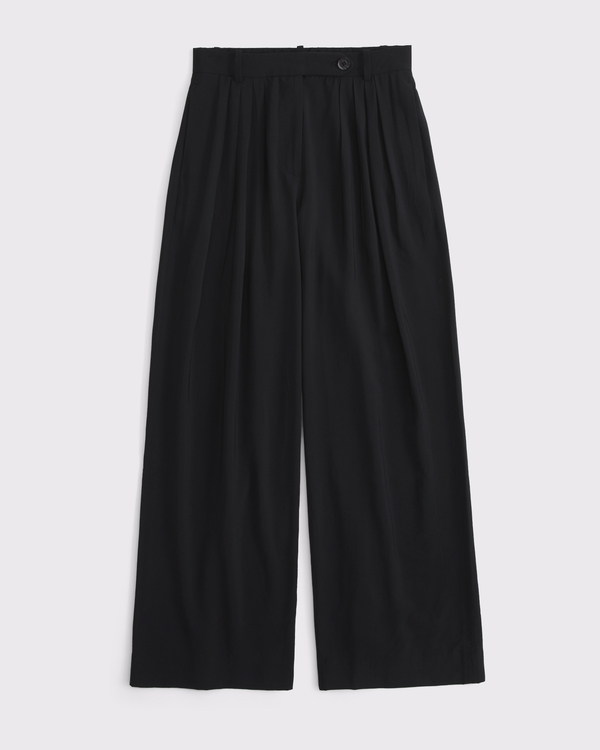 High Rise Crepe Tailored Palazzo Pant, Black view 1
