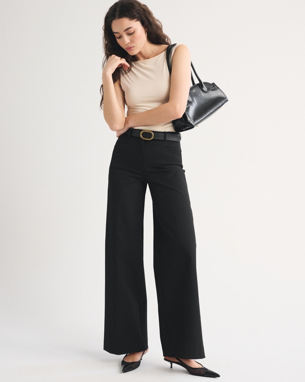 Pantalon A&F Forme à jambe ultra large, Noir view 1