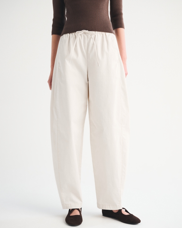 Twill Barrel Pull-On Pant, Cream view 2