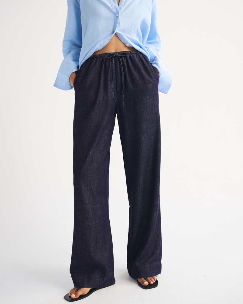 A&F Gemma Chambray Wide Leg Pull-On Pant - thumbnail 6