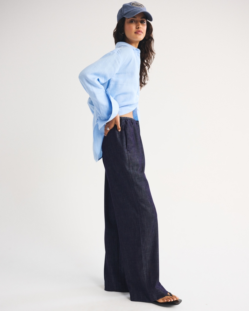 A&F Gemma Chambray Wide Leg Pull-On Pant - thumbnail 8