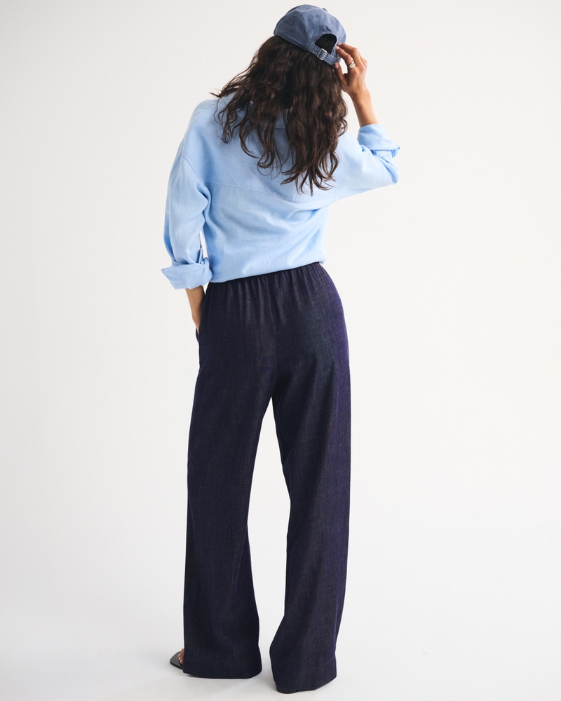 A&F Gemma Chambray Wide Leg Pull-On Pant - thumbnail 10