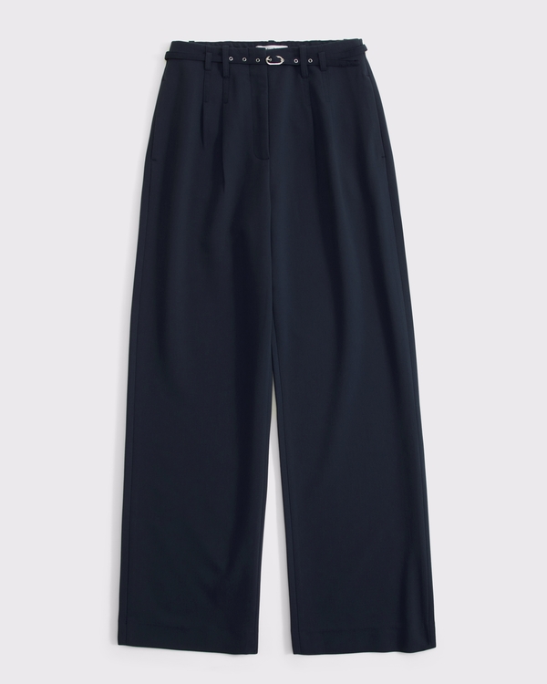 A&F Sloane Tailored Hardware Wide Leg Pant, Muted Navy view 1