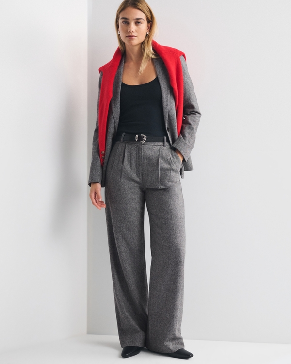A&F Sloane Wool-Blend Tailored Wide Leg Pant