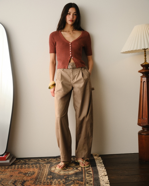 Belted Barrel Utility Pant, Taupe Gray view 1