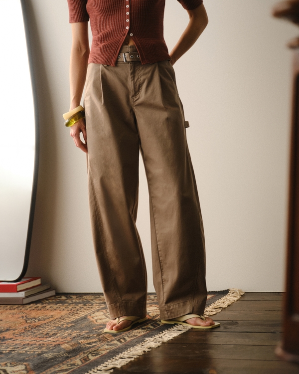 Belted Barrel Utility Pant, Taupe Gray view 2