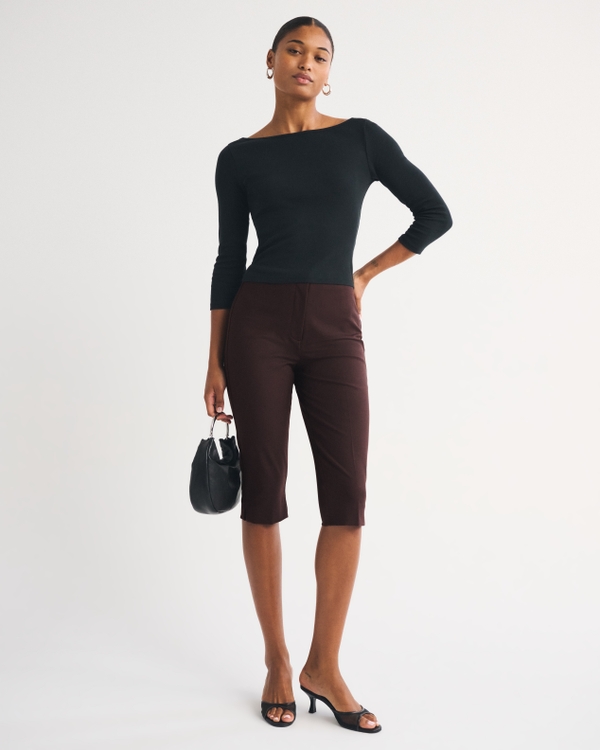 Curve Love A&F Forme Capri Pant, Dark Coffee view 1