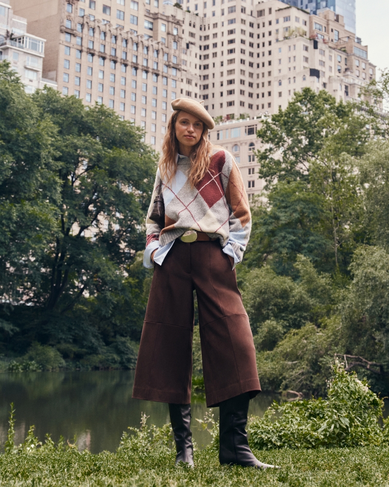 High Rise Vegan Suede Tailored Culotte Pant - thumbnail 2