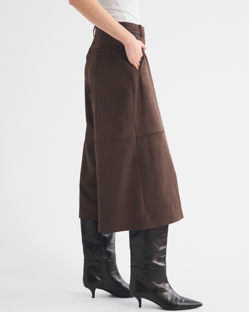 High Rise Vegan Suede Tailored Culotte Pant - thumbnail 5