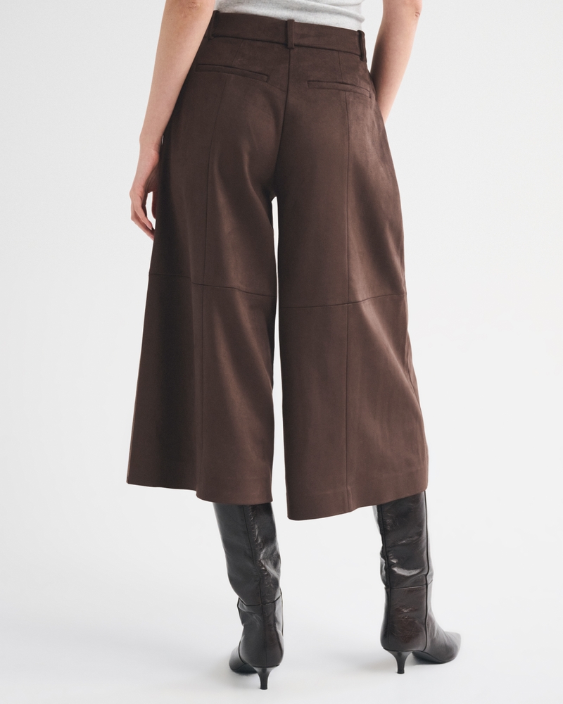 High Rise Vegan Suede Tailored Culotte Pant - thumbnail 6