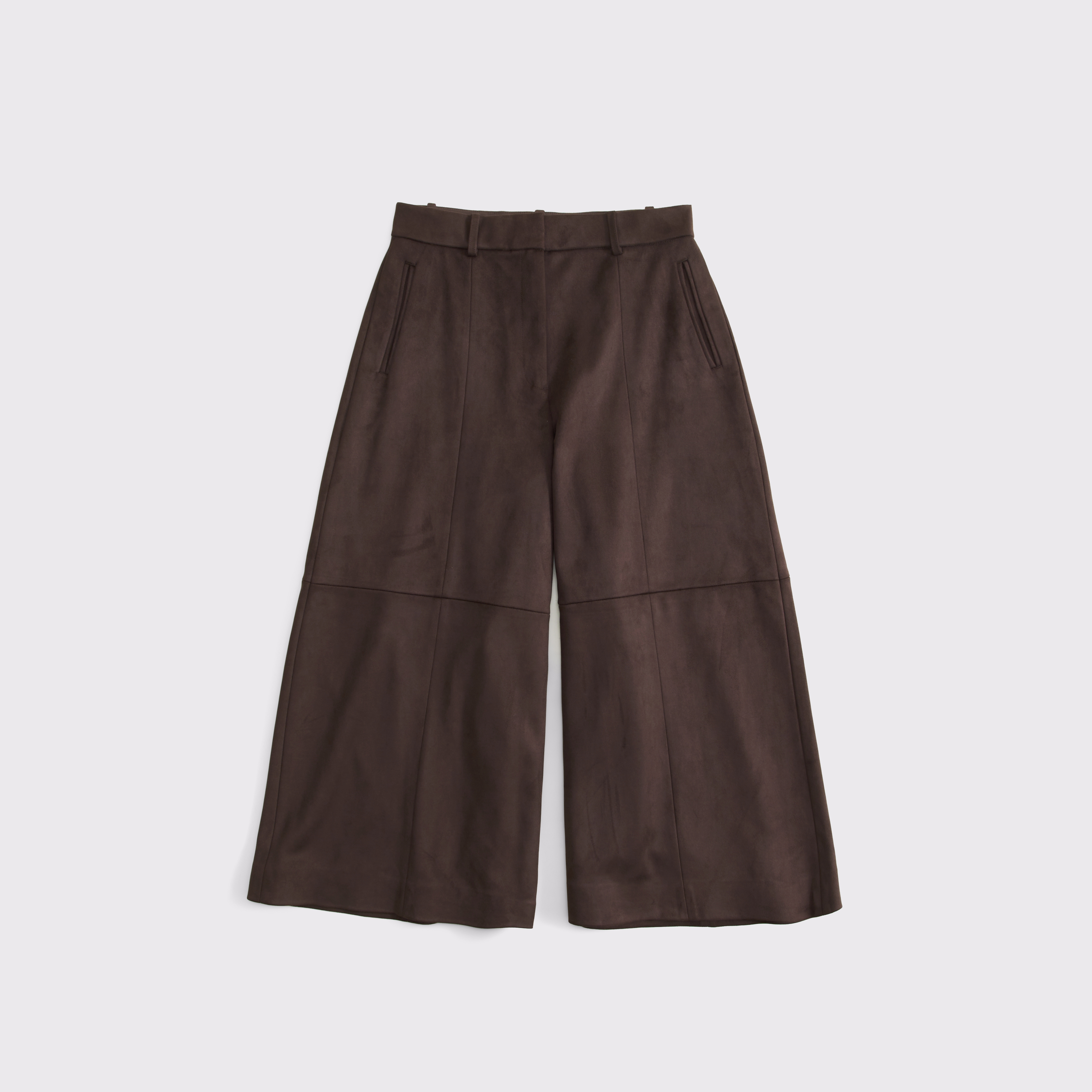 Женские брюки Abercrombie & Fitch High Rise Vegan Suede Tailored Culotte Pant, цвет: Тёмный кофейный — фото 1