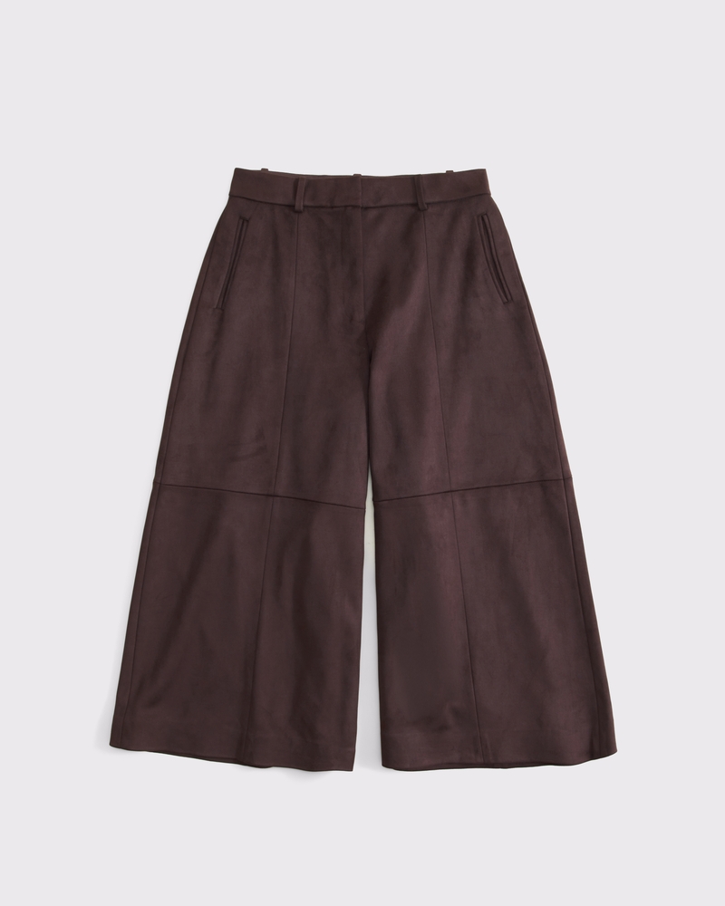Curve Love High Rise Vegan Suede Tailored Culotte Pant