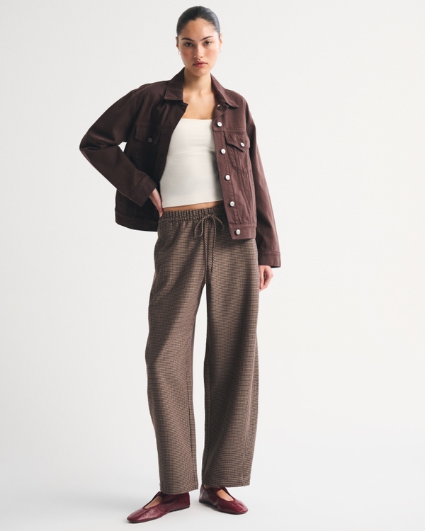 Suting Barrel Pull-On Pant, Brown Houndstooth view 1