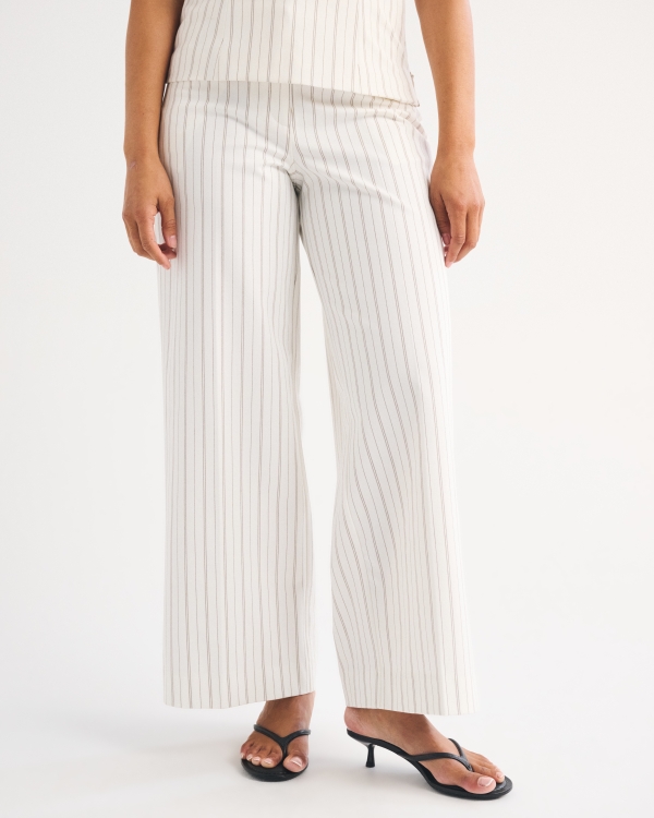 Curve Love A&F Forme Ultra Wide Leg Pant, White Pinstripe view 2